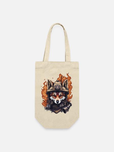 Feuerwehr Fuchs - Geschenkbeutel für Flaschen - Natur