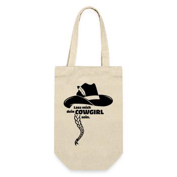 Fasching Cowboy Kuhmädchen Karneval Party - Geschenkbeutel für Flaschen - Natur - Vorne