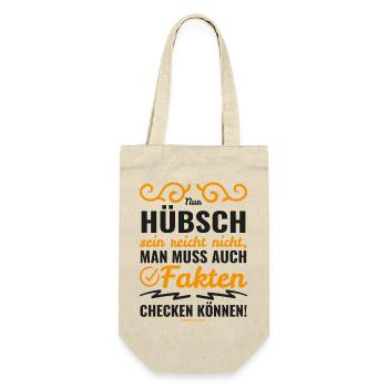 Mimikama Hübsch sein reicht nicht aus - Geschenkbeutel für Flaschen - Natur - Vorne
