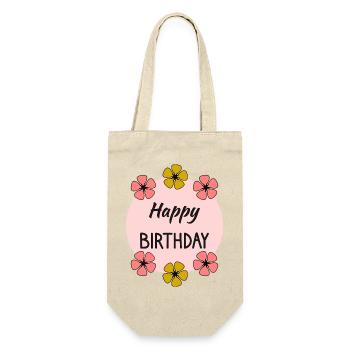 ALLES GUTE ZUM GEBURTSTAG. ALLES GUTE ZUM GEBURTSTAG. JAHRESTAG. - Geschenkbeutel für Flaschen - Natur - Vorne