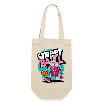Basketball Hase - Geschenkbeutel für Flaschen - Natur - Vorne