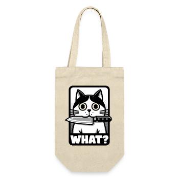 WAS? EINE KATZE MIT MESSER - Geschenkbeutel für Flaschen - Natur - Vorne
