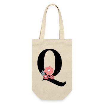Lettre q fleurs minimalistes - Sac à bouteille - nature - Devant
