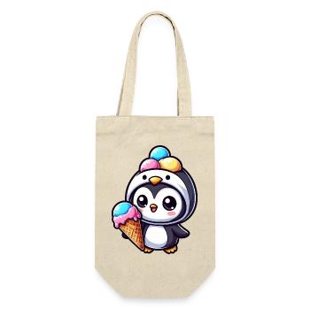 Lustiger Pinguin mit Eiskrem süß Cartoon Sommer - Gift Bag for Bottles - nature - Front