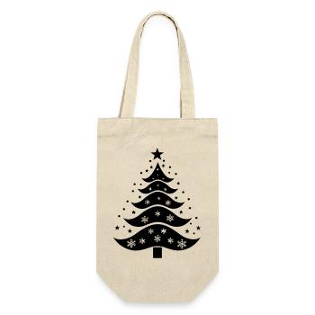 Weihnachtsbaum-Silhouette - Geschenkbeutel für Flaschen - Natur - Vorne