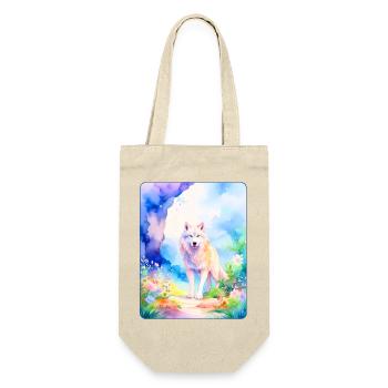 Loup blanc entouré de fleurs - Sac à bouteille - nature - Devant