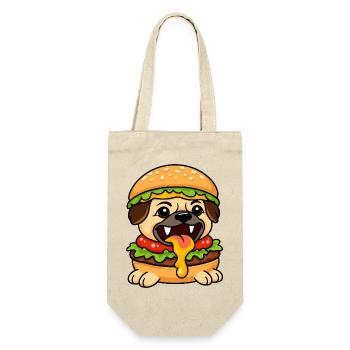 Drôle de carlin avec burger cheeseburger restauration rapide - Sac à bouteille - nature - Devant