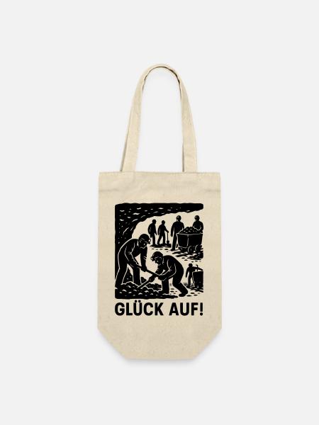 Glück Auf Bergbau Bergmann Arbeit Zeche Historisch - Geschenkbeutel für Flaschen - Natur