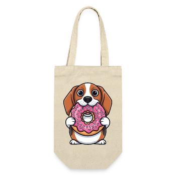 Chien beagle mignon avec dessert de dessin animé de beignet - Sac à bouteille - nature - Devant