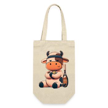 Mignonne vache de tennis avec raquette et balle - Sac à bouteille - nature - Devant