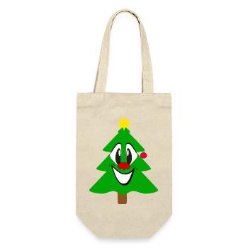 Laughing Christmas Tree Cartoon - Gift Bag for Bottles - nature - Front