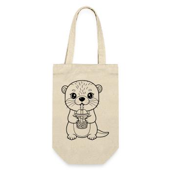 Loutre avec une tasse - Sac à bouteille - nature - Devant