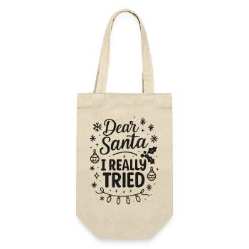 Dear Santa I Really Tried - Gift Bag for Bottles - nature - Front