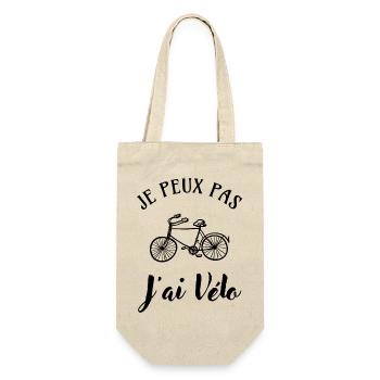 Ich kann nicht, ich fahre Fahrrad - Geschenkbeutel für Flaschen - Natur - Vorne