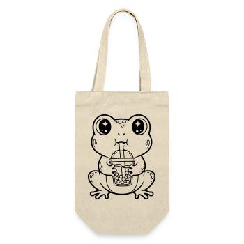 Cute Frog with Bubble Tea Line Art Design - Gift Bag for Bottles - nature - Front