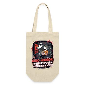 Kino Horror Popcorn Gefahr Lustig - Geschenkbeutel für Flaschen - Natur - Vorne