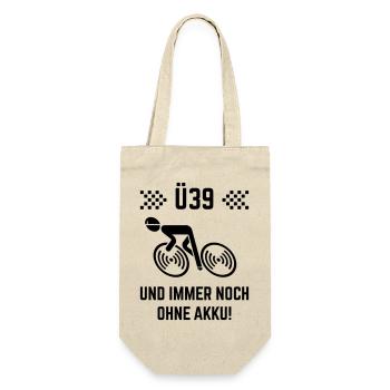 Ü39 Und Immer Noch Ohne Akku! (Fahrrad Rennrad B) - Geschenkbeutel für Flaschen - Natur - Vorne
