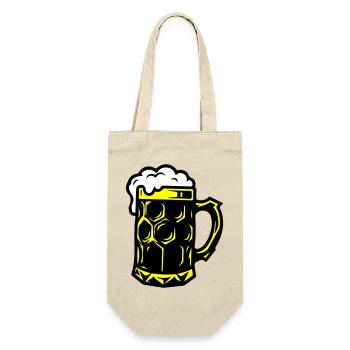 Bierkrug Symbol Saufen - Geschenkbeutel für Flaschen - Natur - Vorne