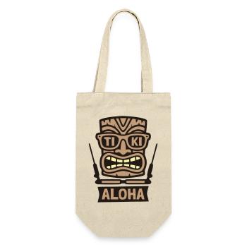 Tiki Maske Hawaii Urlaub Beachclub Logo - Geschenkbeutel für Flaschen - Natur - Vorne