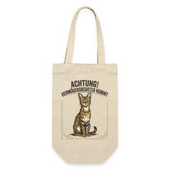 Achtung! Vermögensregister kommt - Savannah Katze - Geschenkbeutel für Flaschen - Natur - Vorne