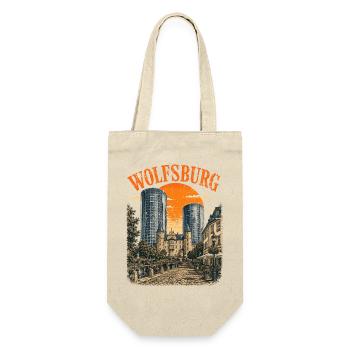 Vintage Wolfsburg Skyline historisches Wolfsburg - Geschenkbeutel für Flaschen - Natur - Vorne