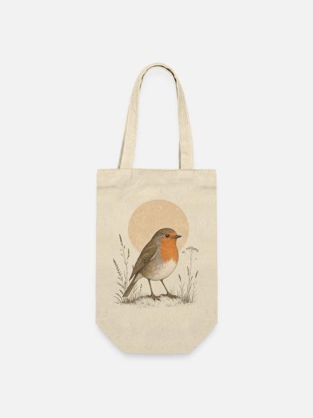 Rotkehlchen - Geschenkbeutel für Flaschen - Natur