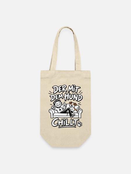 Der mit dem Hund chillt - Geschenkbeutel für Flaschen - Natur