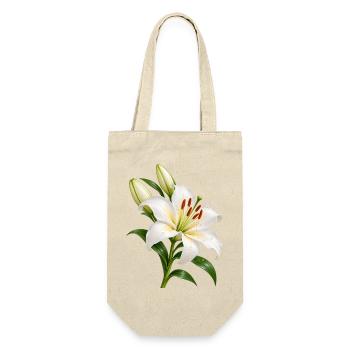 Weiße Lilienblüte mit Tau - Geschenkbeutel für Flaschen - Natur - Vorne