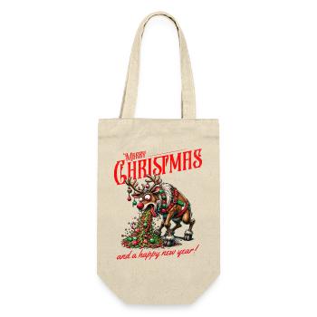 Merry Christmas - Zu viel  Weihnachten - Geschenkbeutel für Flaschen - Natur - Vorne