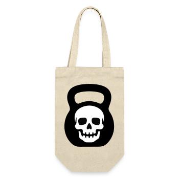 Totenkopf Kettlebell Logo - Geschenkbeutel für Flaschen - Natur - Vorne
