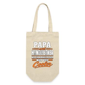 Papa Handwerker – Viel cooler als normal - Geschenkbeutel für Flaschen - Natur - Vorne