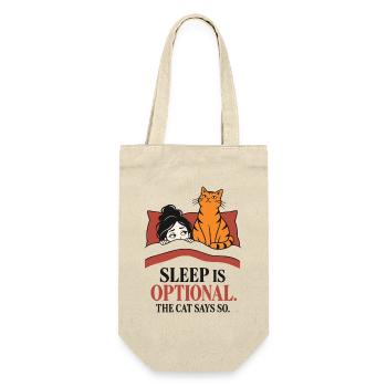Schlaf ist optional, lustiges Katzenliebhaber-Design - Geschenkbeutel für Flaschen - Natur - Vorne