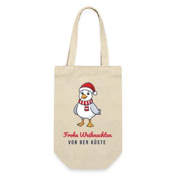 Weihnachten Möwe – Frohe Weihnachten von der Küste - Geschenkbeutel für Flaschen - Natur - Vorne
