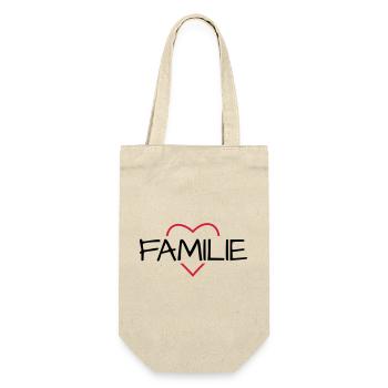 Familie Herz Liebe Gemeinschaft Zusammenhalt - Geschenkbeutel für Flaschen - Natur - Vorne