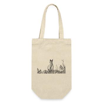 Pferde T-shirt Geschenk Reiter  - Geschenkbeutel für Flaschen - Natur - Vorne
