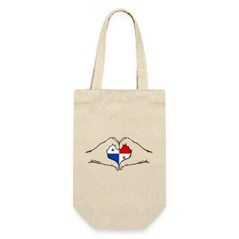 Panama Flagge Herzform - Geschenkbeutel für Flaschen - Natur - Vorne