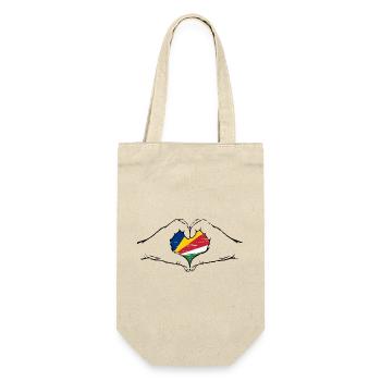 Seychellen Flagge Herzform used - Geschenkbeutel für Flaschen - Natur - Vorne