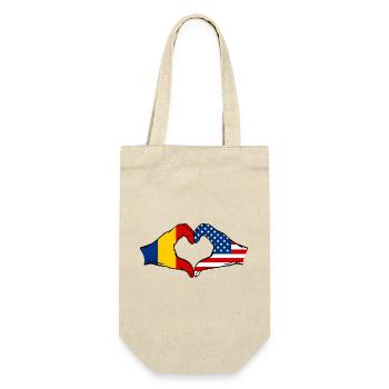 Romania USA heart shape with hands - Gift Bag for Bottles - nature - Front