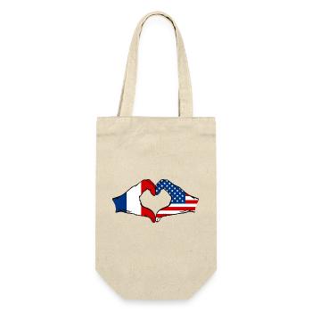 France USA Forme de coeur avec les mains - Sac à bouteille - nature - Devant
