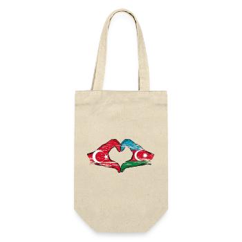 Turkey Azerbaijan Heart Shape with Hands - Gift Bag for Bottles - nature - Front
