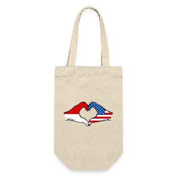 Indonesia USA Heart Shape with Hands - Gift Bag for Bottles - nature - Front