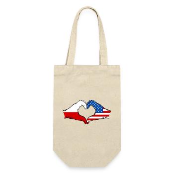 Poland USA Heart Shape with Hands - Gift Bag for Bottles - nature - Front