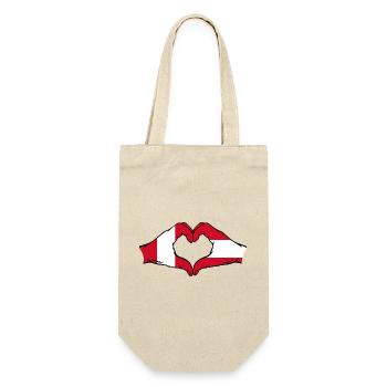 Peru Austria Flag Hands Heart Shape - Gift Bag for Bottles - nature - Front