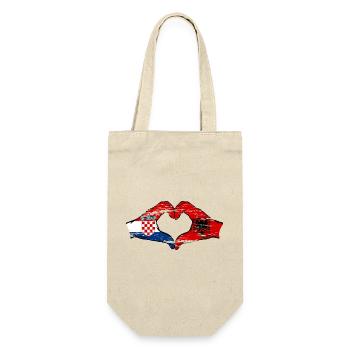 Croatie Albanie Drapeau Mains Coeur Forme Utilisé - Sac à bouteille - nature - Devant