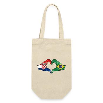 Croatie Brésil Drapeau Mains Coeur Forme Utilisé - Sac à bouteille - nature - Devant