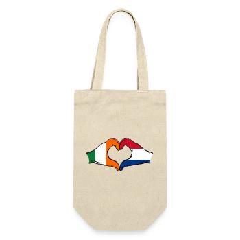 Irland Holland Flagge Hände Herzform - Geschenkbeutel für Flaschen - Natur - Vorne