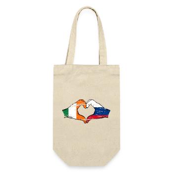 Irlande Russie Drapeau Mains Coeur Forme Utilisé - Sac à bouteille - nature - Devant