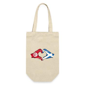 Tunisia Scotland Flag Hands Heart Shape Used - Gift Bag for Bottles - nature - Front