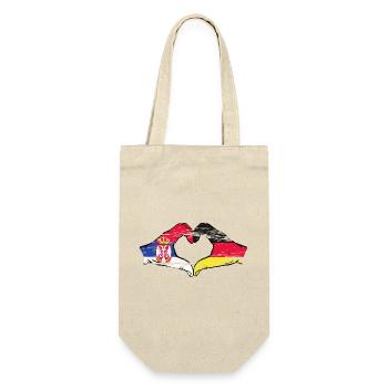 Serbie Allemagne Drapeau Mains Coeur Forme Utilisé - Sac à bouteille - nature - Devant