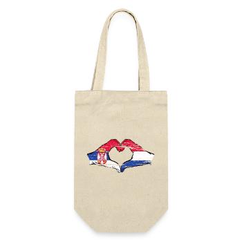 Serbie Hollande Drapeau Mains Coeur Utilisé - Sac à bouteille - nature - Devant